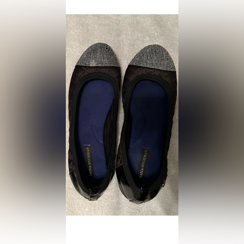 Dana Bachman black and silver women’s flats size 7.5